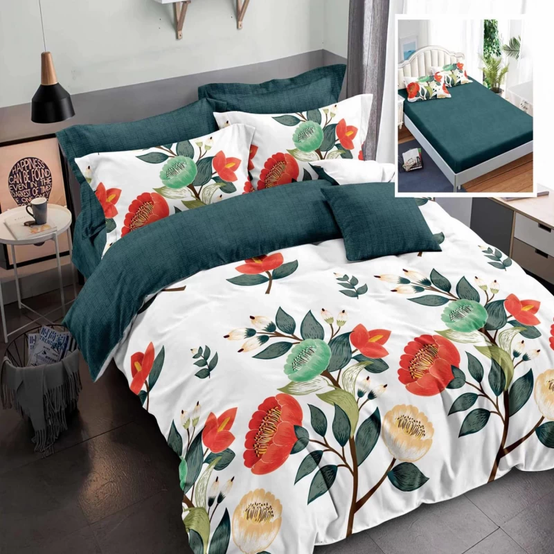 LENJERIE FINET 6 PIESE CU HUSĂ - 160x200 ȘI 180x200 (HF6P74)