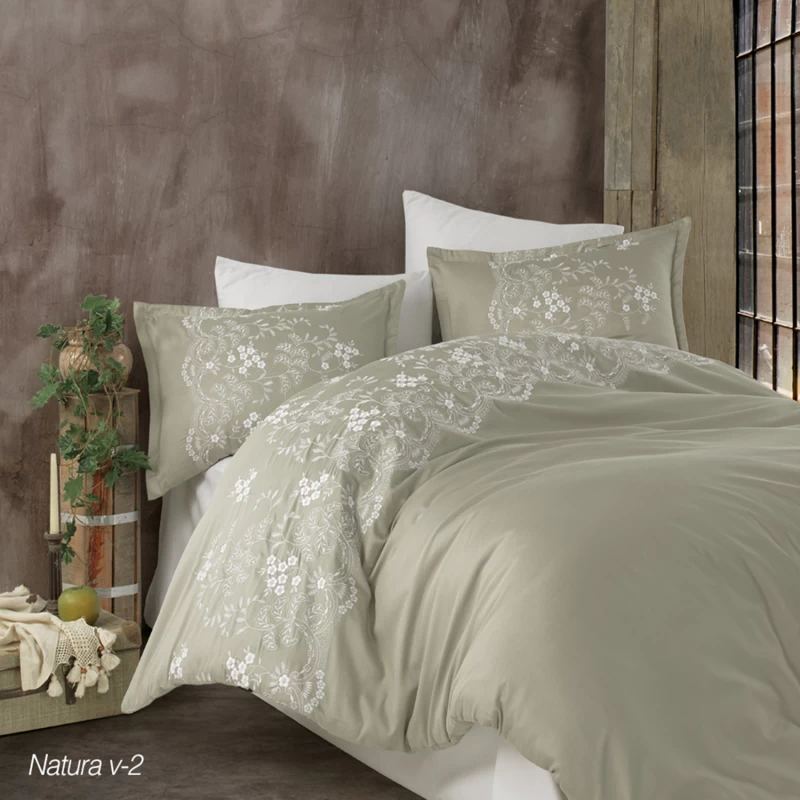 LENJERIE DE PAT SATIN BRODAT 6 PIESE (NATURA V2)