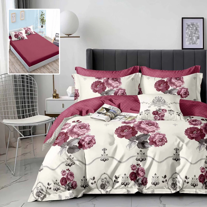 LENJERIE FINET 6 PIESE CU HUSĂ - 160x200 ȘI 180x200 (HF6P168)